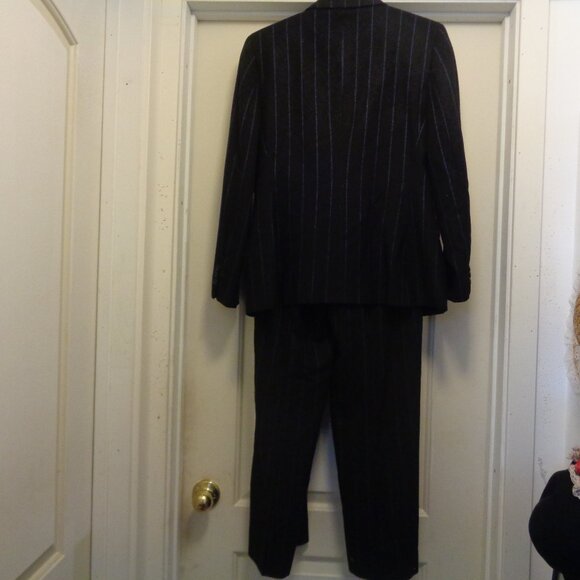 SUITING LADIES BLACK & BLUE WOOLY BLEND LIZ CLAIBORNE SUIT 6 - Picture 9 of 16